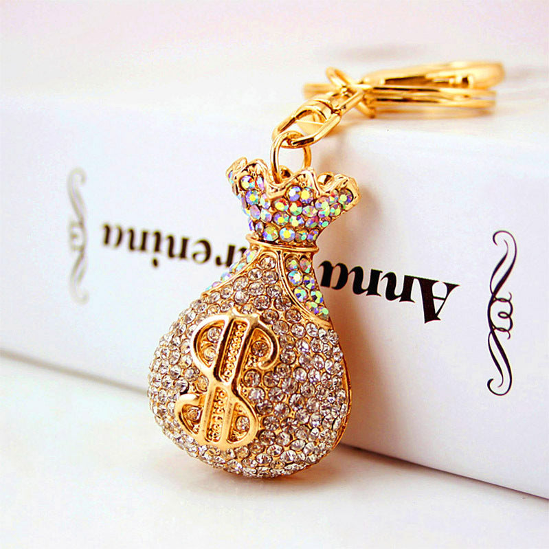Crystal Rhinestone Fortune Bag Lucky Bag Charm with Carabiner