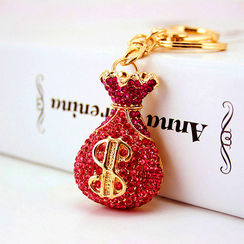 Crystal Rhinestone Fortune Bag Lucky Bag Charm with Carabiner
