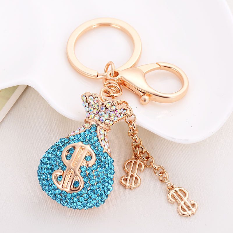 Crystal Rhinestone Fortune Bag Lucky Bag Charm with Carabiner