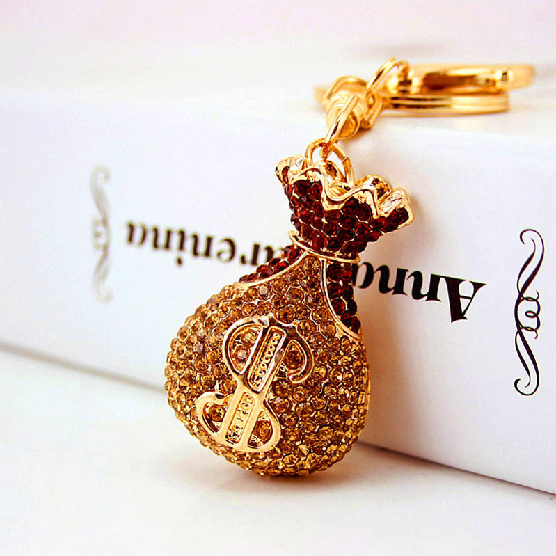 Crystal Rhinestone Fortune Bag Lucky Bag Charm with Carabiner