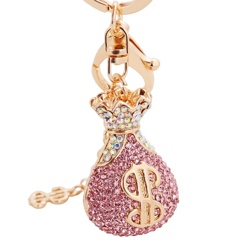 Crystal Rhinestone Fortune Bag Lucky Bag Charm with Carabiner