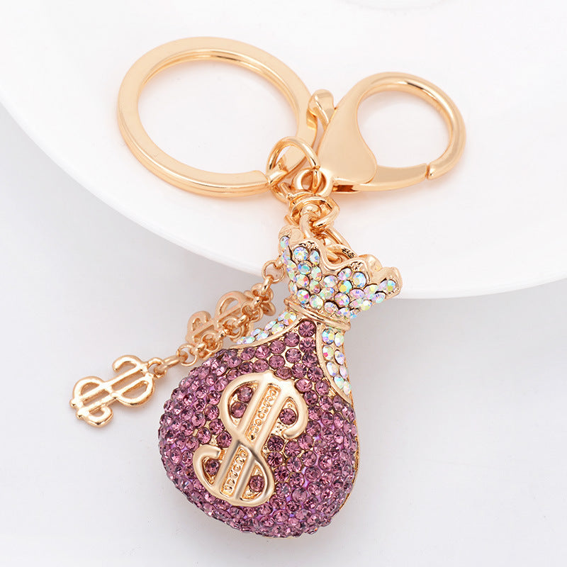 Crystal Rhinestone Fortune Bag Lucky Bag Charm with Carabiner