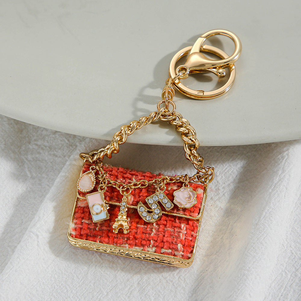 Crystal Handbag Bag Charm with Keychain Attachment