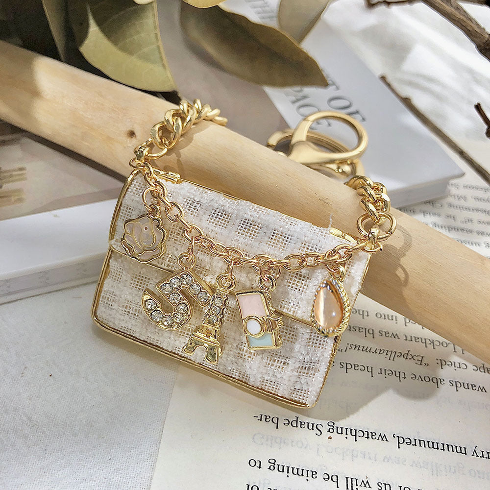 Crystal Handbag Bag Charm with Keychain Attachment