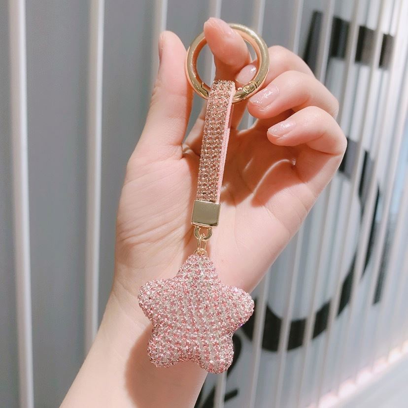 Crystal Star Bag Charm with Keychain Attachment