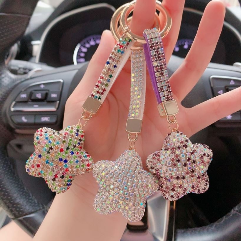 Crystal Star Bag Charm with Keychain Attachment