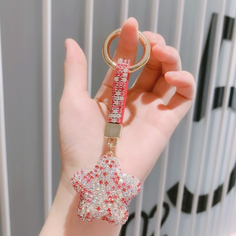 Crystal Star Bag Charm with Keychain Attachment