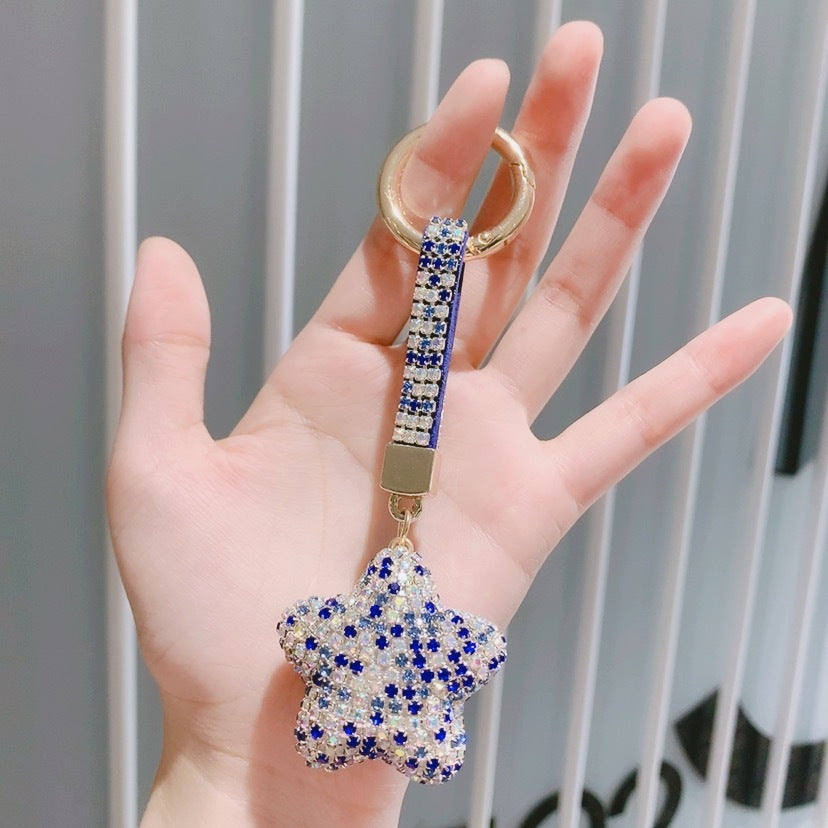 Crystal Star Bag Charm with Keychain Attachment