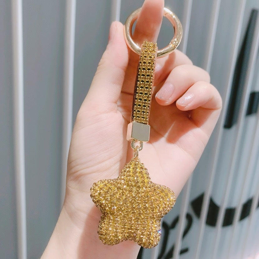 Crystal Star Bag Charm with Keychain Attachment
