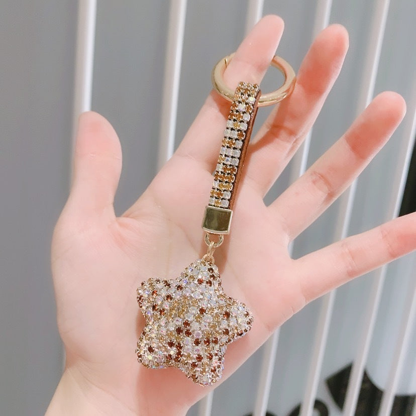 Crystal Star Bag Charm with Keychain Attachment