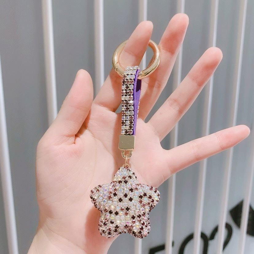 Crystal Star Bag Charm with Keychain Attachment