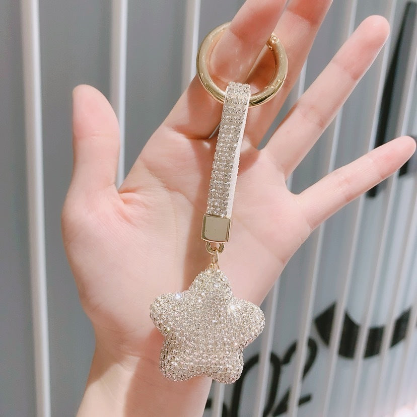 Crystal Star Bag Charm with Keychain Attachment