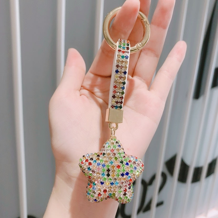 Crystal Star Bag Charm with Keychain Attachment