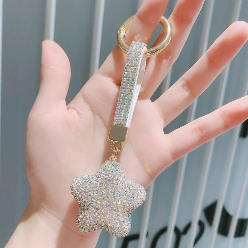 Crystal Star Bag Charm with Keychain Attachment