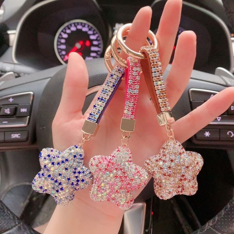 Crystal Star Bag Charm with Keychain Attachment