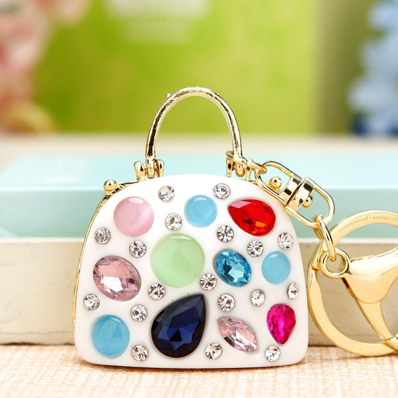 White Multicolor Gem Tote bag charm
