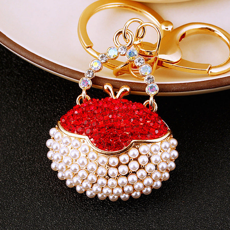 Red Pearl-Effect Purse bag charm
