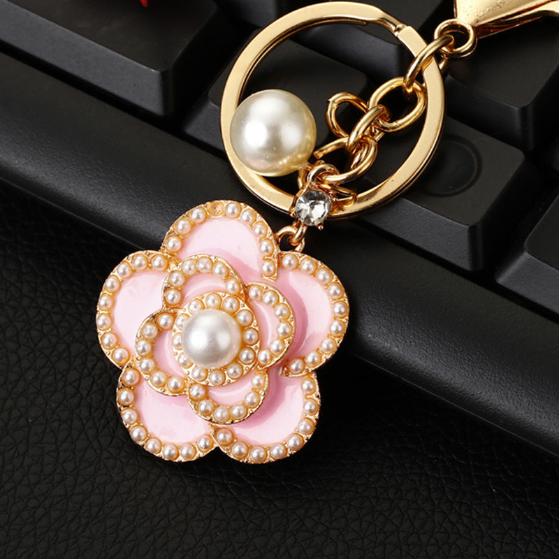 Pink Flower bag charm