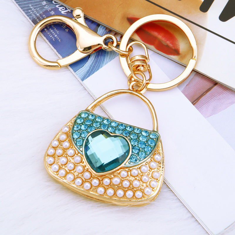 Blue Heart Pearl-Effect Bag bag charm
