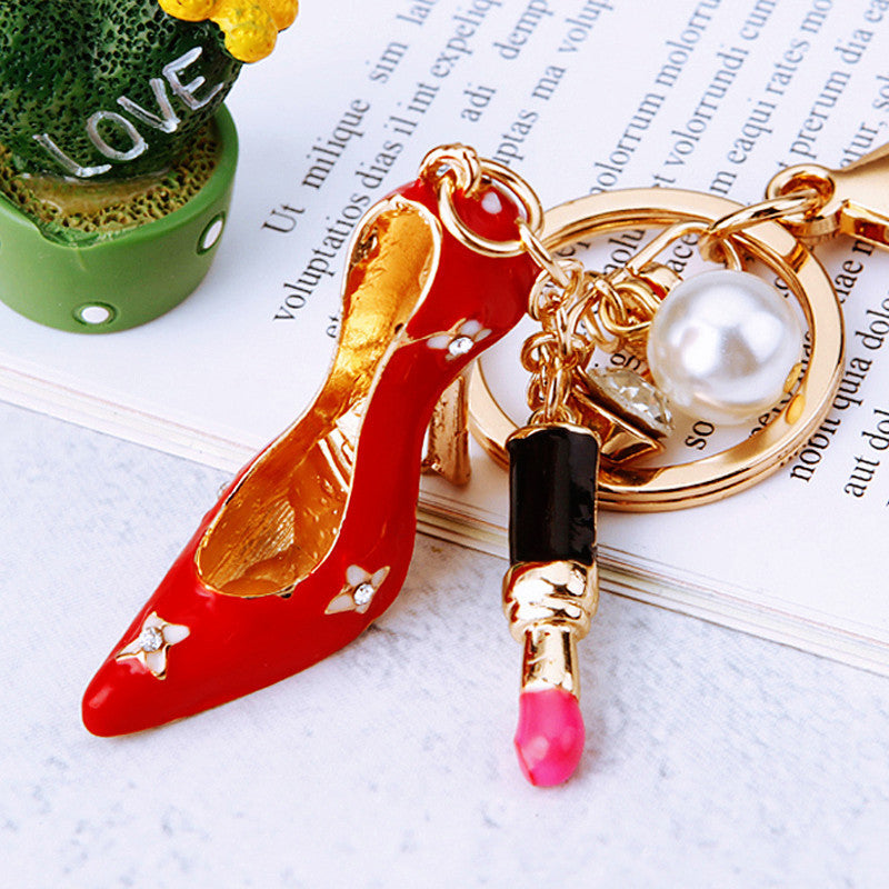 Red Heel with Lipstick bag charm