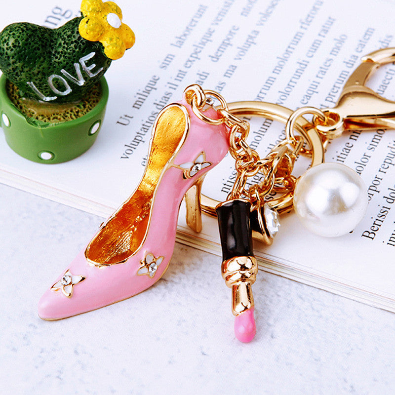 Pink Heel with Lipstick bag charm