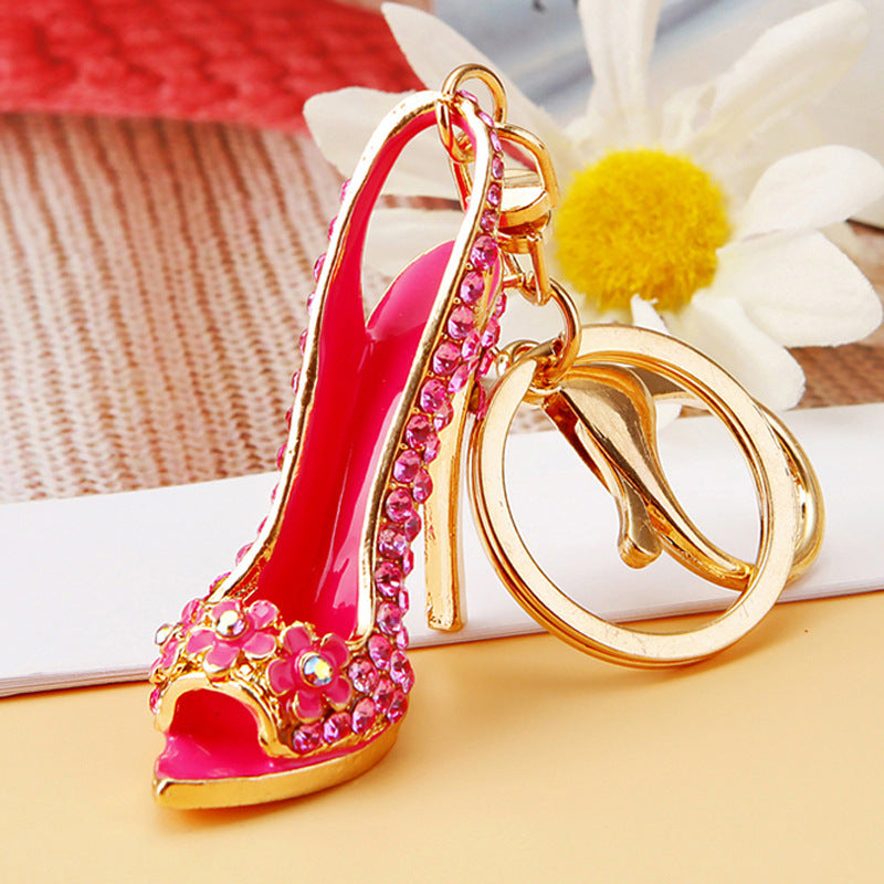 Pink Flower Heel bag charm