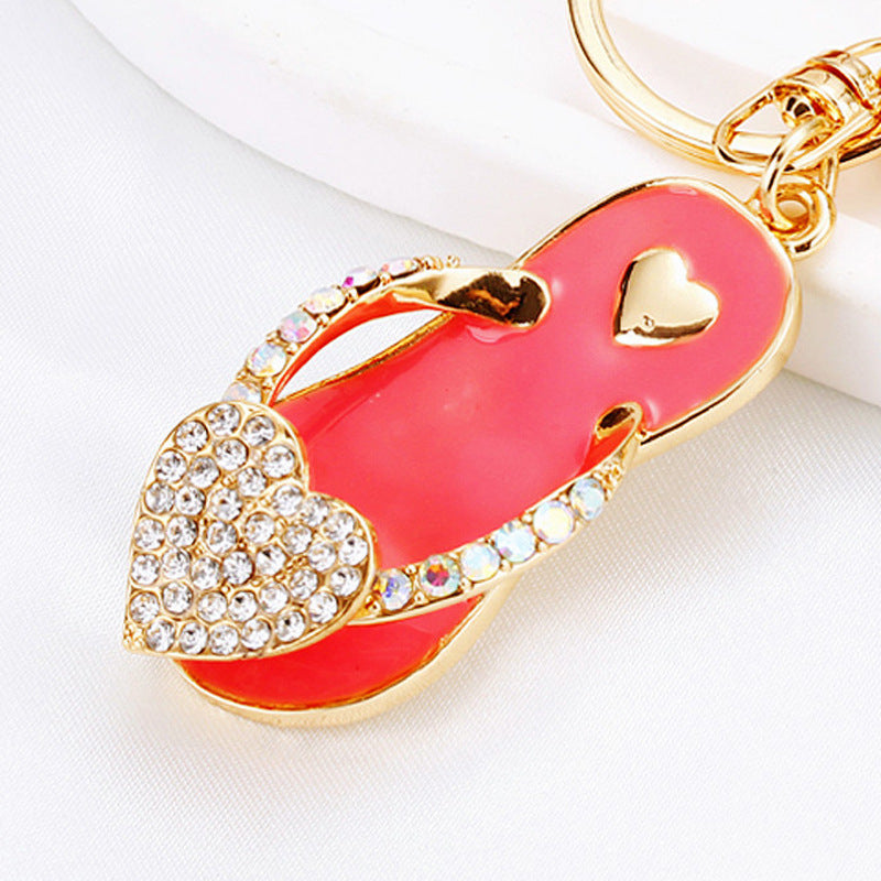 Coral Heart Flip-Flop bag charm