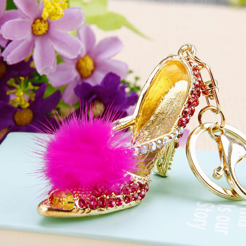Fuchsia Fluffy Heel bag charm
