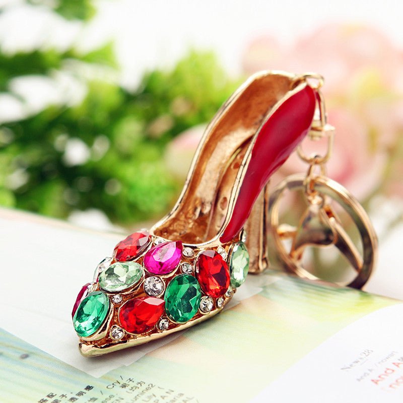 Red Multicolor-Gem Pump bag charm