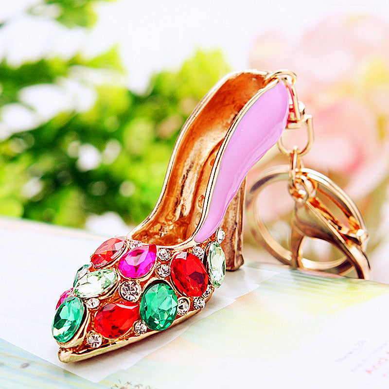 Pink Multicolor-Gem Pump bag charm