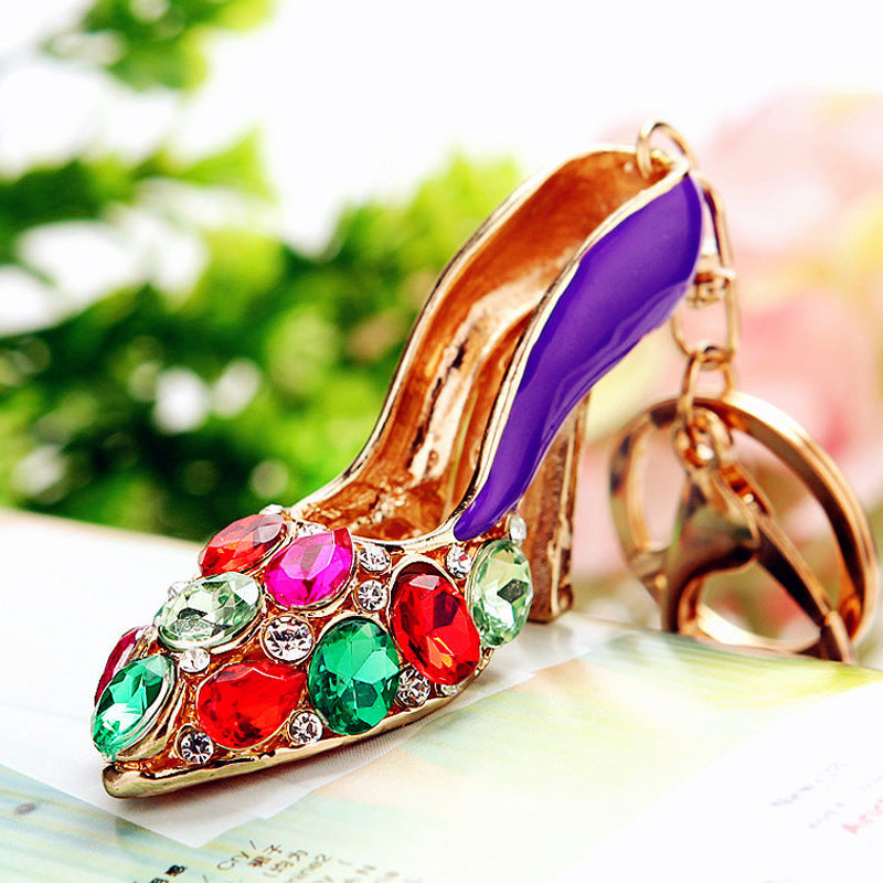 Purple Multicolor-Gem Pump bag charm