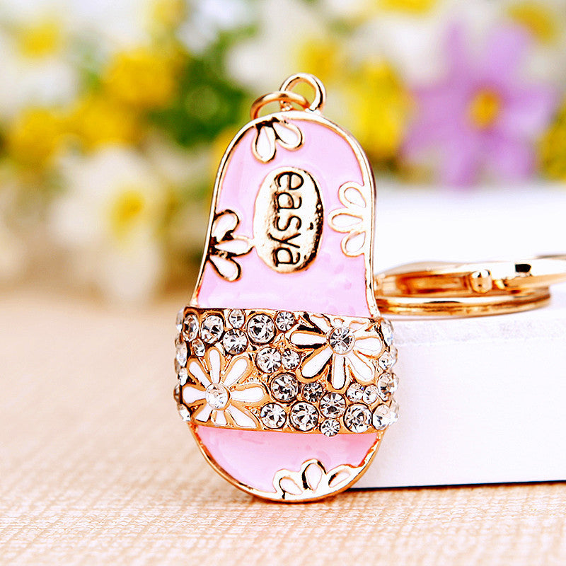 Pink Flower Slide bag charm