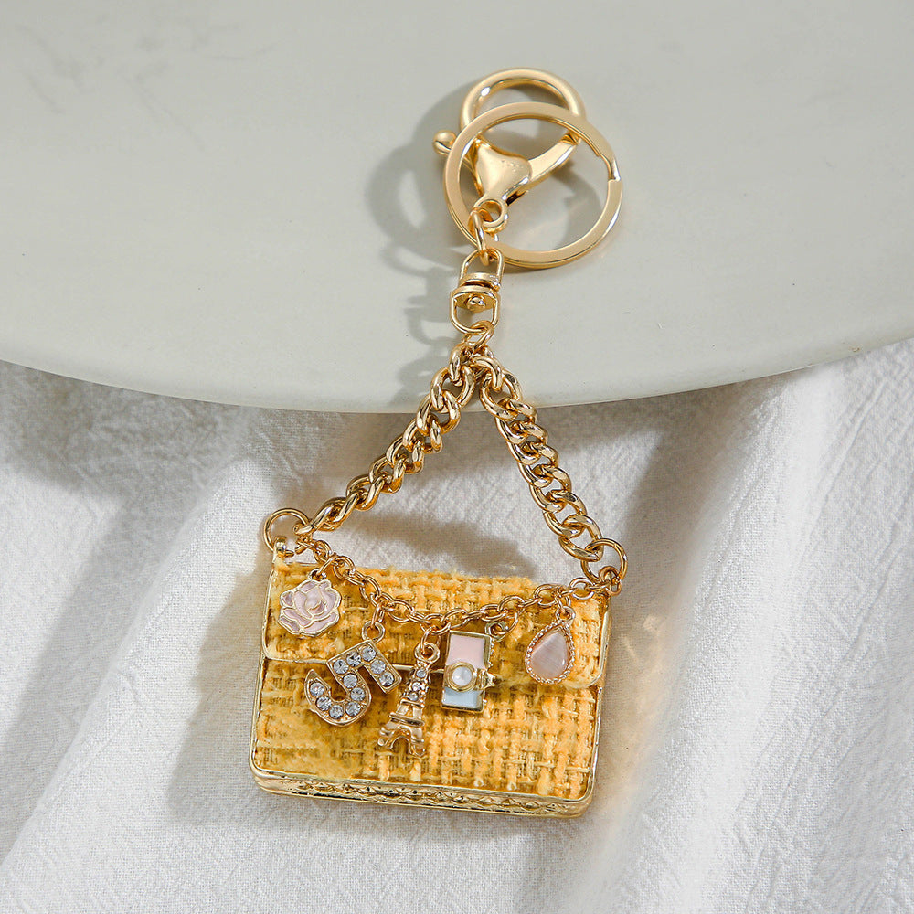 Woven Mini Handbag Charm — Yellow