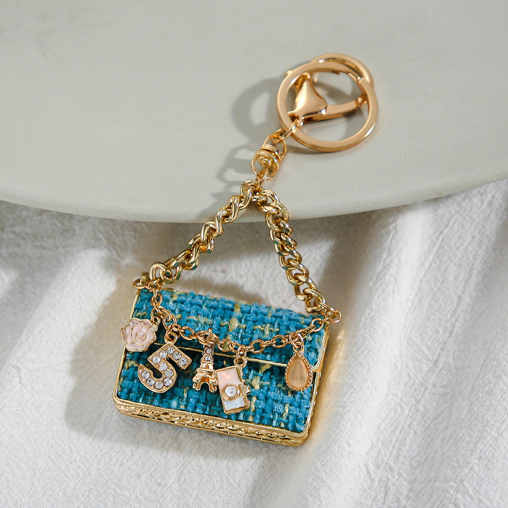 Woven Mini Handbag Charm — Turquoise