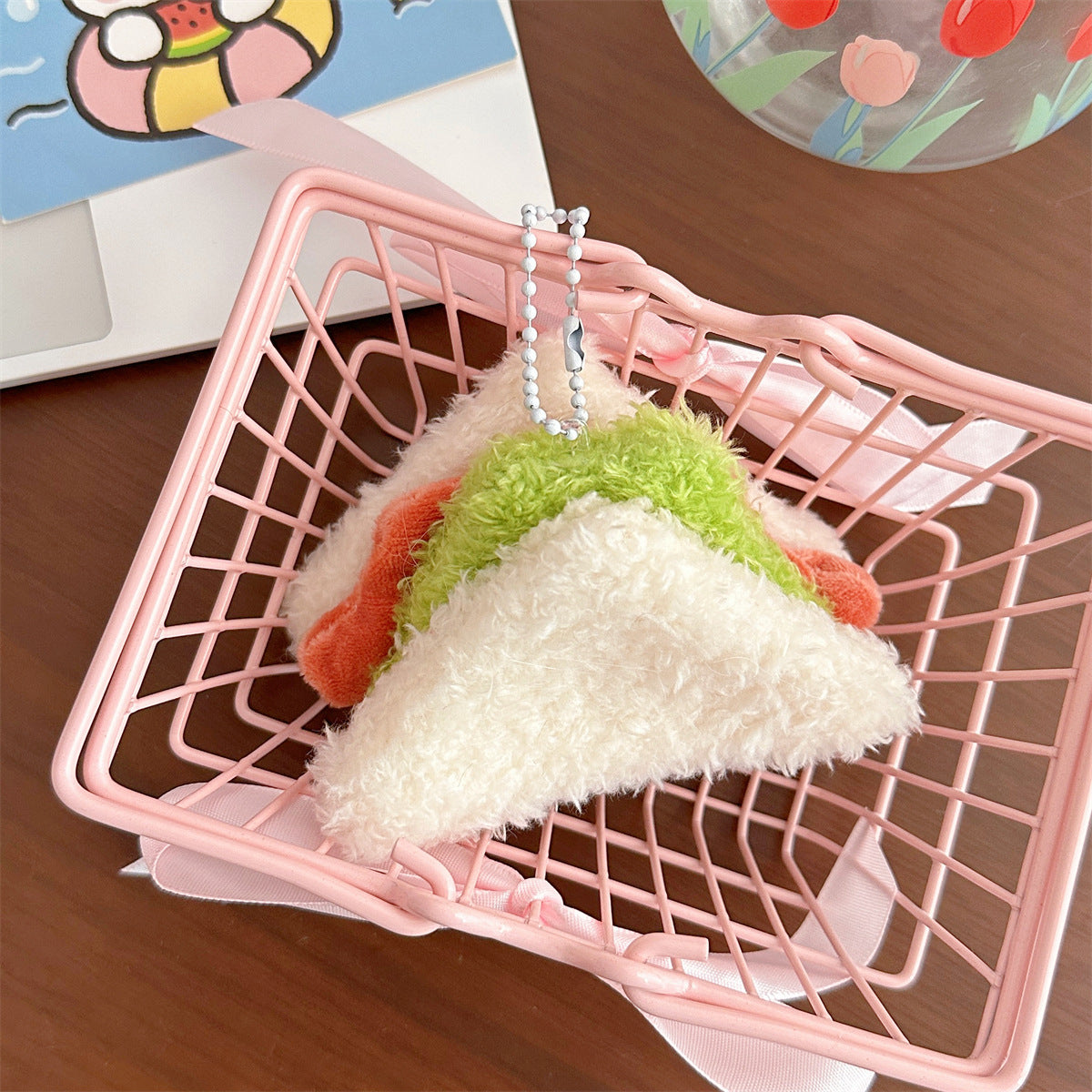 Plush Food Bag Charm — Sandwich — Ball Chain