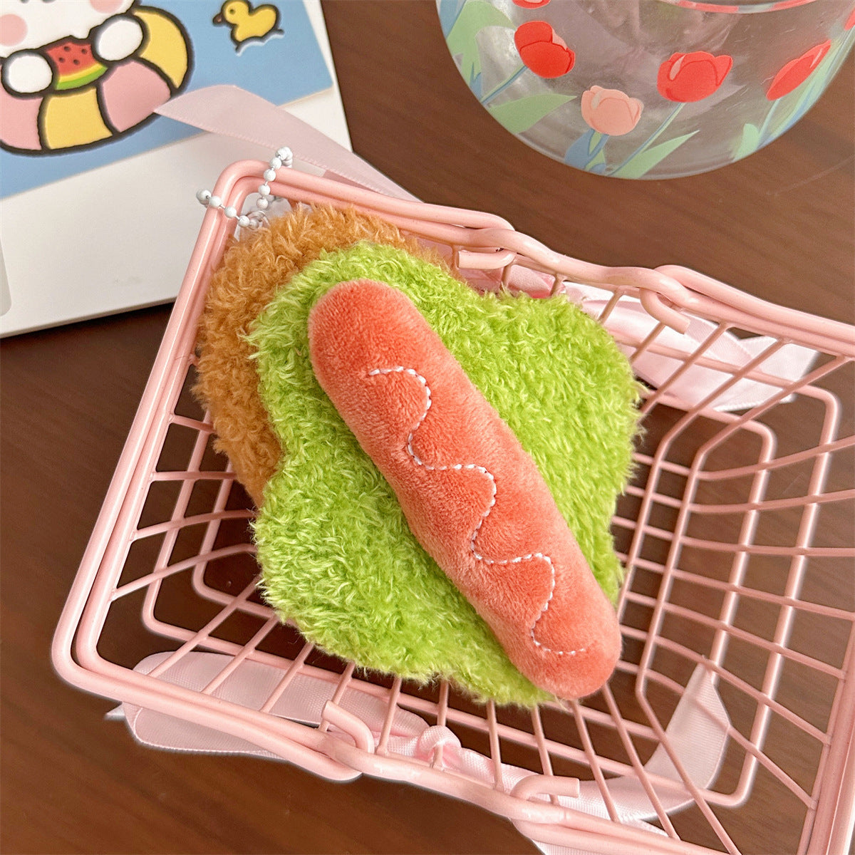 Plush Food Bag Charm — Hot Dog — Ball Chain