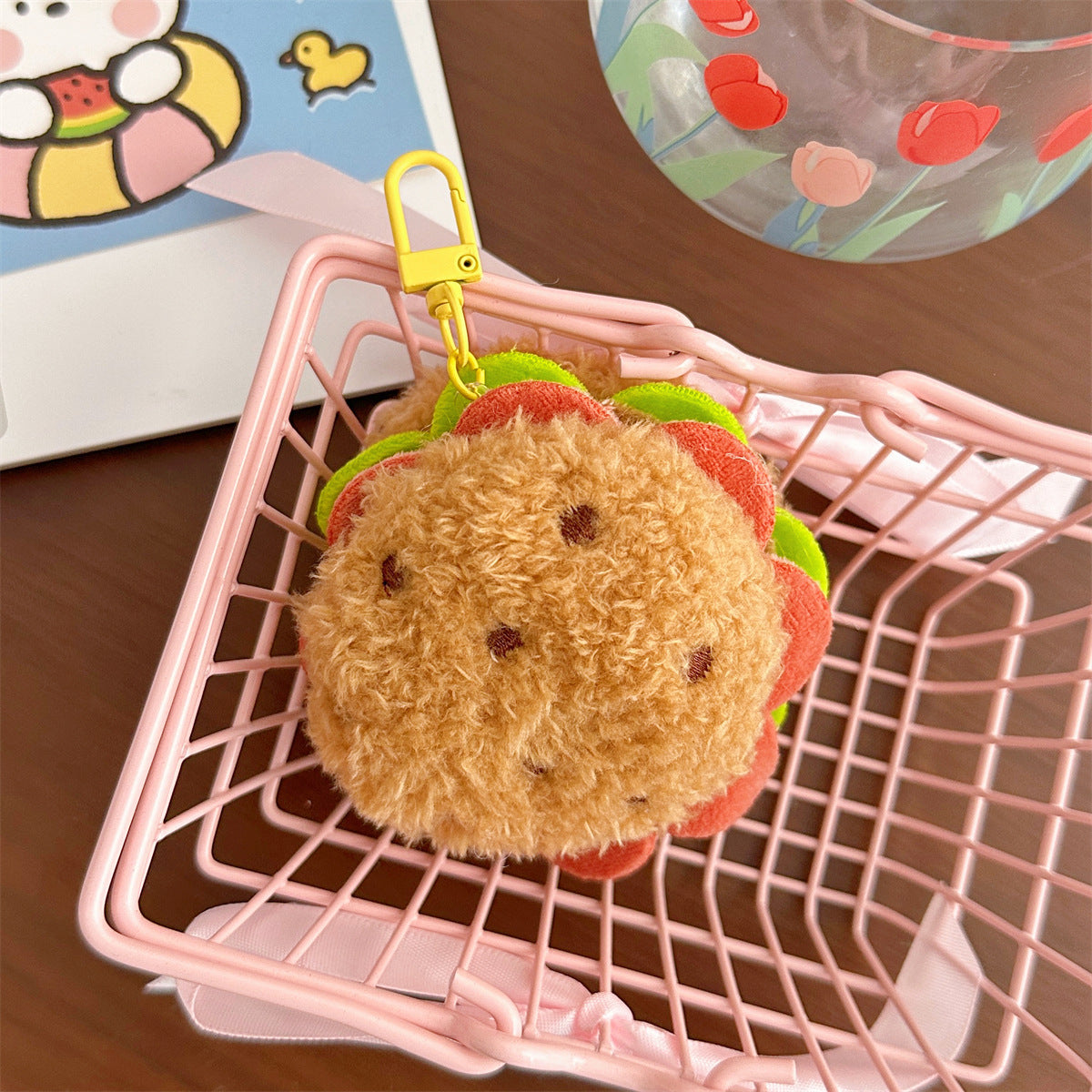 Plush Food Bag Charm — Burger — Clip
