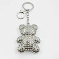 Rhinestone Teddy Bear Bag Charm — Silver Tone