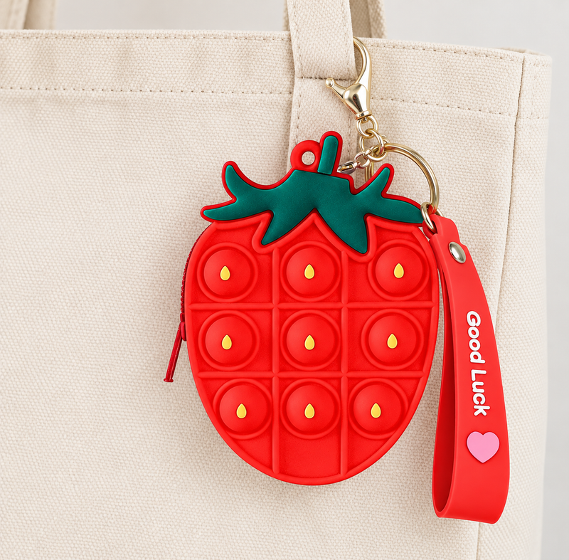 Strawberry Popper Coin Pouch Bag Charm