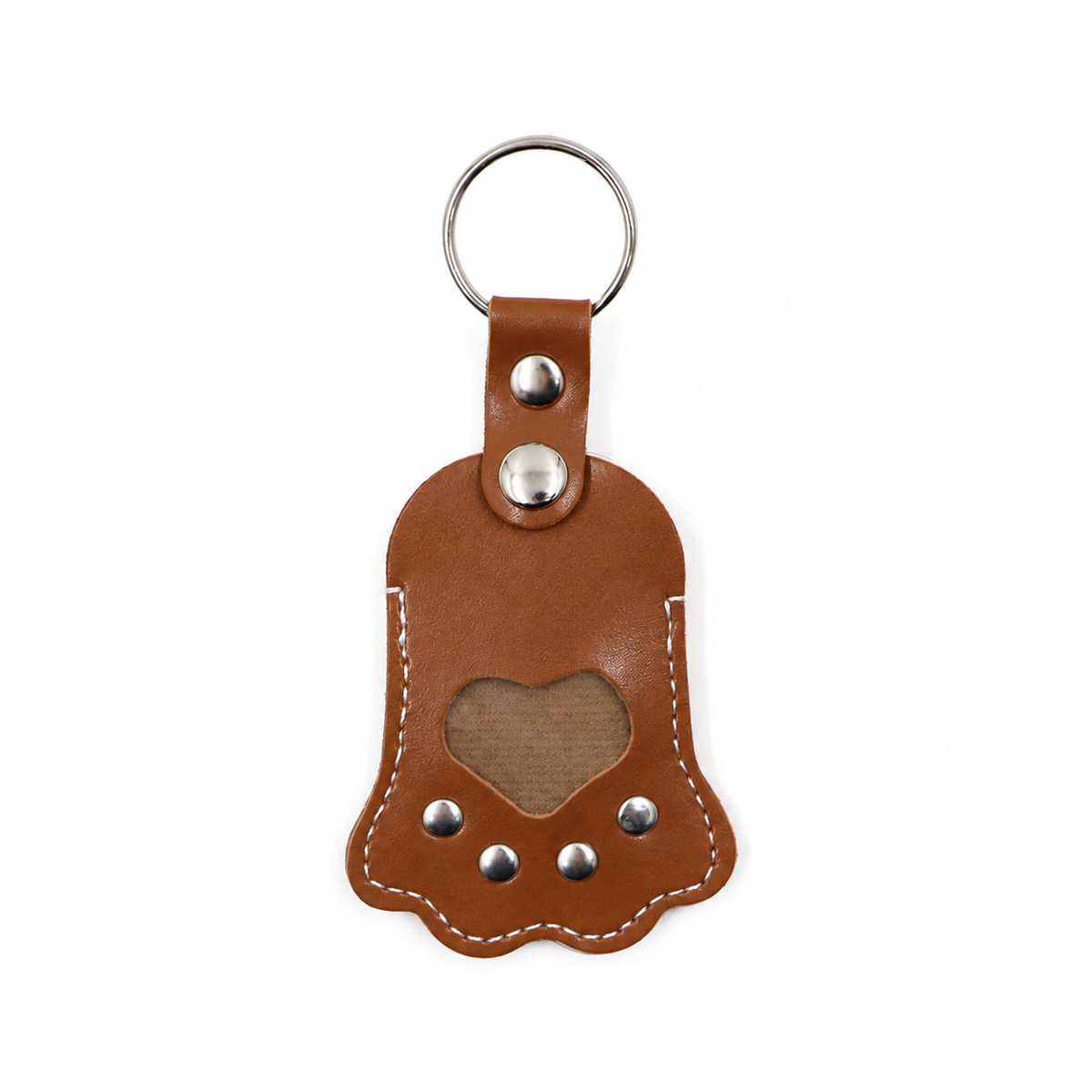 Paw and heart fur keepsake charm — Brown; exact front design and silver-tone ring