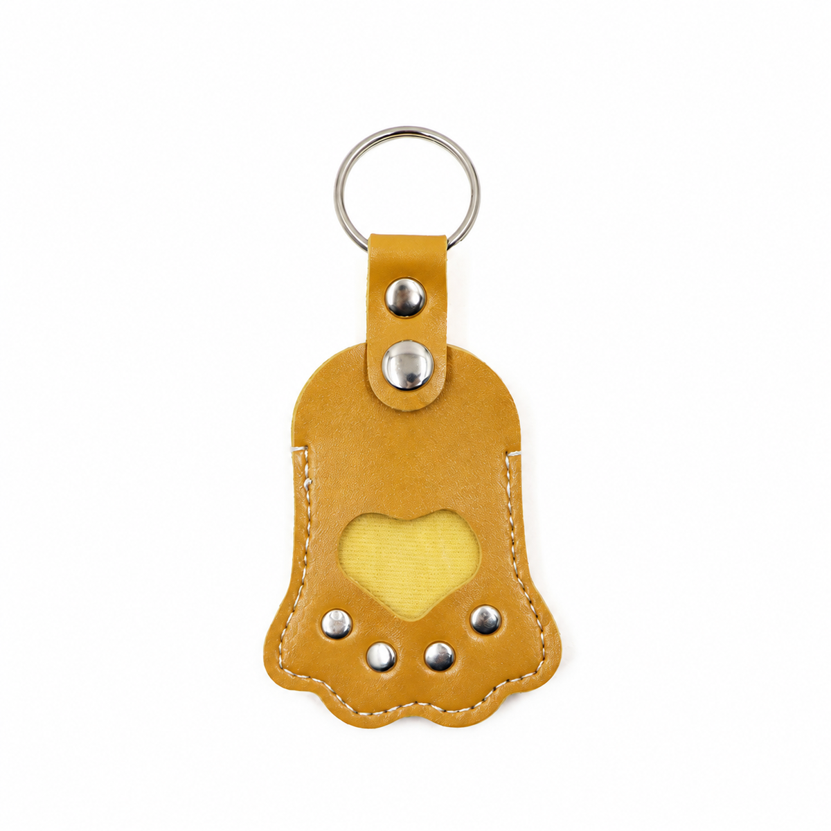 Paw and heart fur keepsake charm — Golden Yellow; exact front design and silver-tone ring