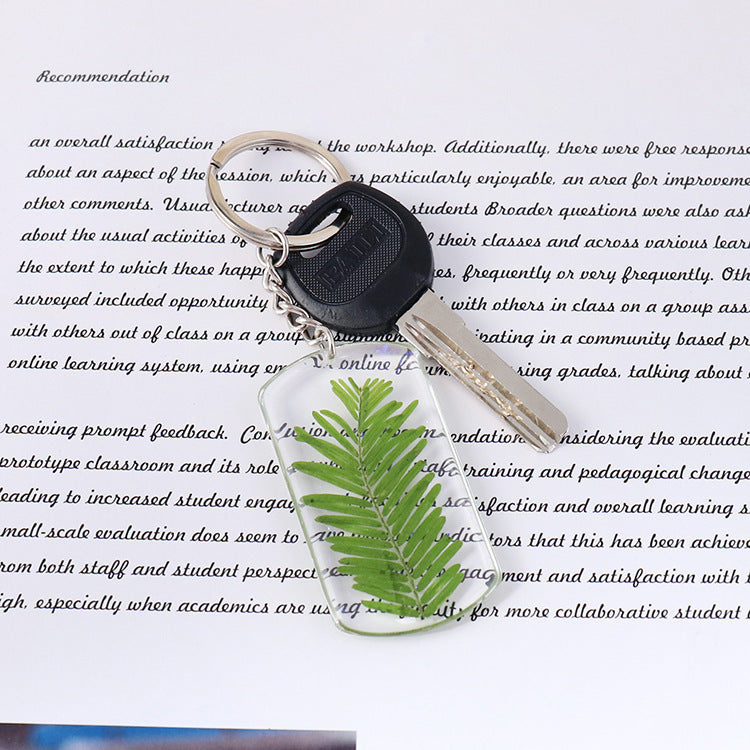 Green fern charm shown with keys