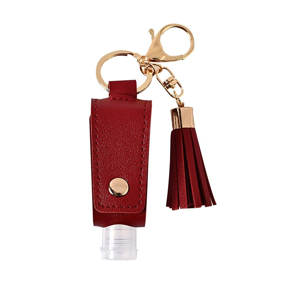 Tassel sanitizer bottle holder — Burgundy