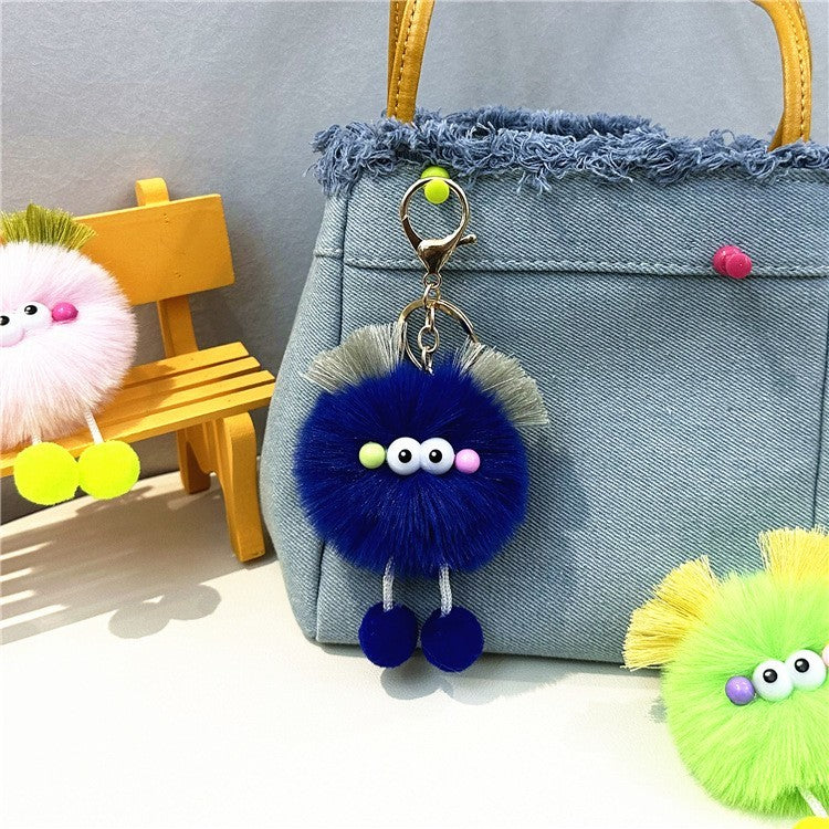 Pom-pom character bag charm — Cobalt Blue (central charm)