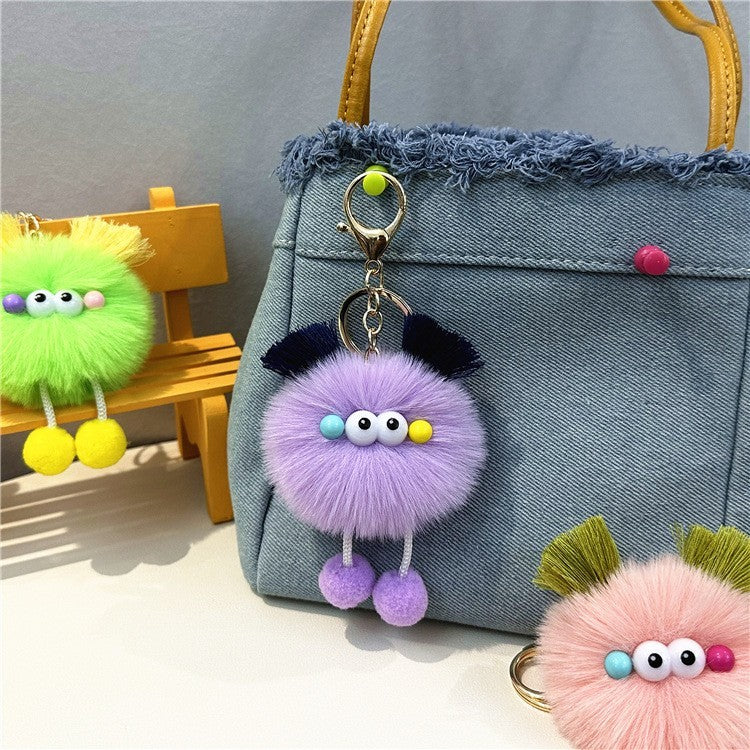 Pom-pom character bag charm — Lavender (central charm)