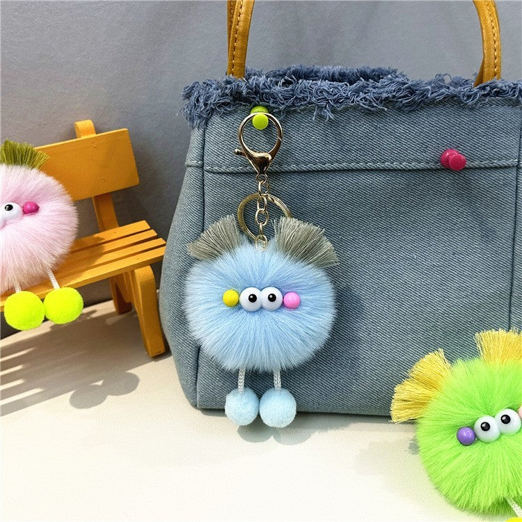 Pom-pom character bag charm — Light Blue (central charm)