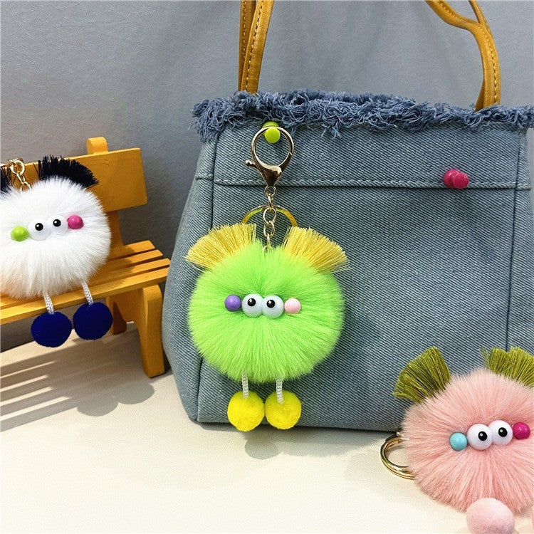 Pom-pom character bag charm — Lime Green (central charm)
