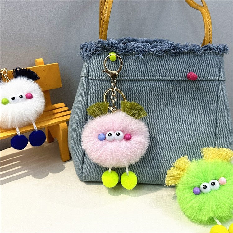 Pom-pom character bag charm — Pale Pink (central charm)