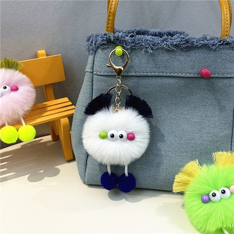 Pom-pom character bag charm — White (central charm)