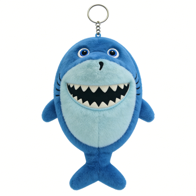 Blue shark plush bag charm product photo